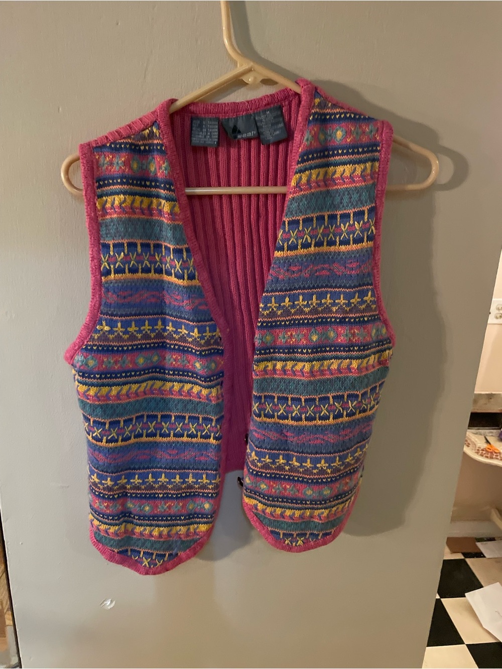 Vintage 90s Liz Claiborne colorful patterned button down vest